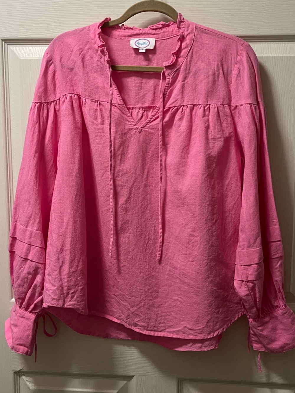 Libby Kat  Women's Linen/Cotton Blend Peasant Blouse. Size Large. Cottagecore